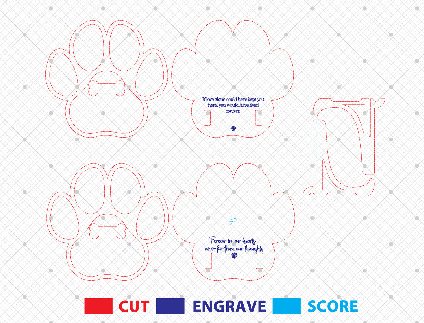Dog Paw Photo Memorial SVG Laser Cut File for Glowforge