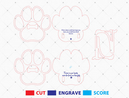Dog Paw Photo Memorial SVG Laser Cut File for Glowforge