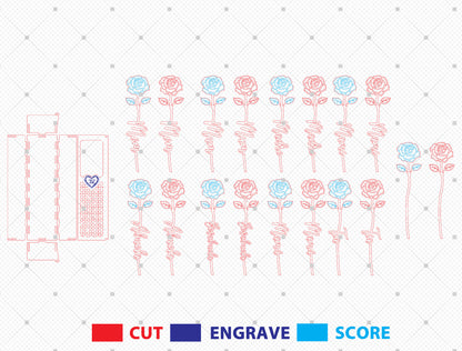 Flower Gift Box Laser Cut File Bundle | Mom Floral Keepsake Box | Multilayer Wooden Design | Glowforge, xTool, LightBurn, etc.