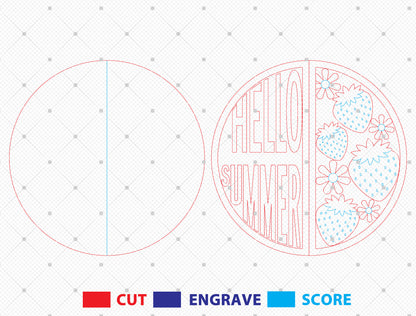 “Hello Summer” Strawberry Door Sign SVG for Glowforge