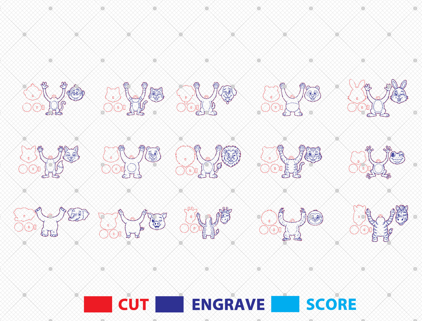 Kinetic Animal Fridge Magnets SVG Bundle for Glowforge and LightBurn