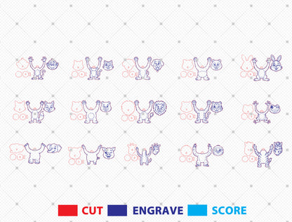 Kinetic Animal Fridge Magnets SVG Bundle for Glowforge and LightBurn