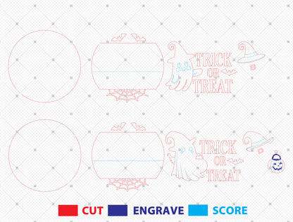 Trick or Treat Ghost Door Hanger SVG Set for Glowforge xTool LightBurn