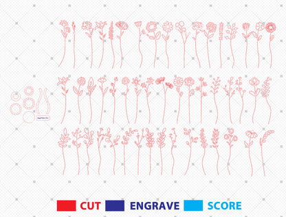 Wildflower Vase Laser Cut File Set | Floral Stem SVG Collection | Minimal Botanical Decor | Glowforge, xTool, LightBurn etc.