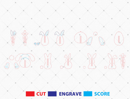 Personalized Bunny Money Holder SVG Bundle 12 Designs for LightBurn