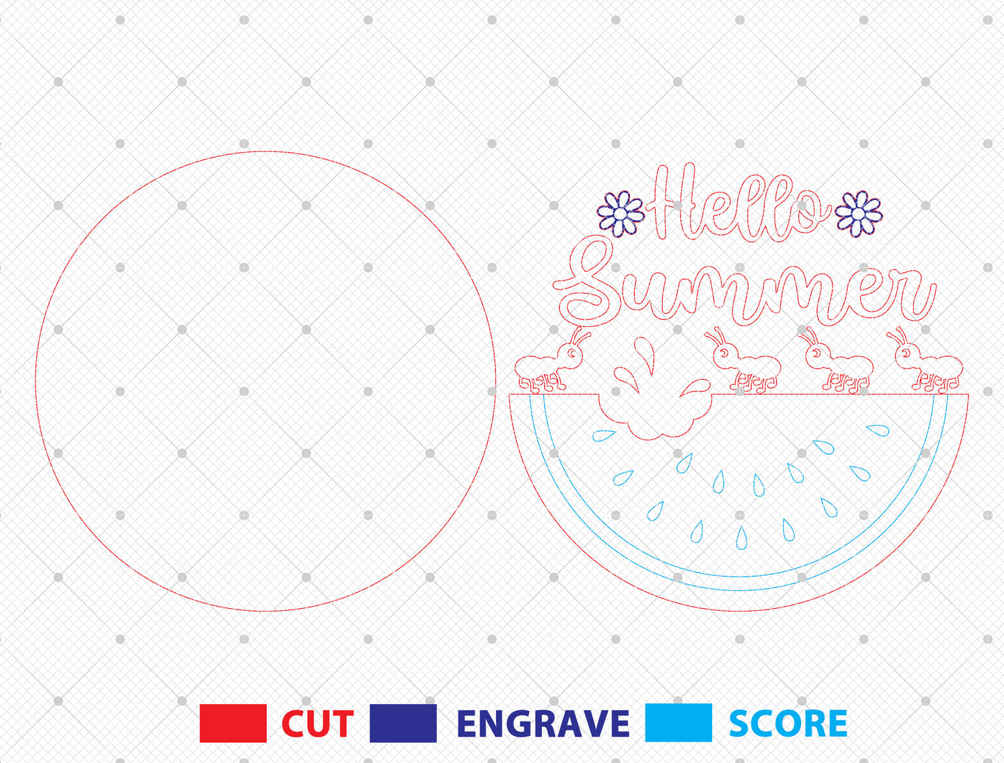 “Hello Summer” Watermelon Door Sign SVG for xTool and Glowforge