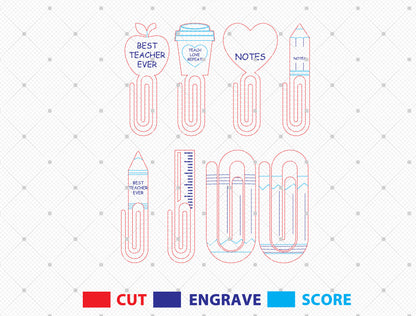 Teacher Paper Clip SVG Bundle Laser Cut File for xTool and Glowforge