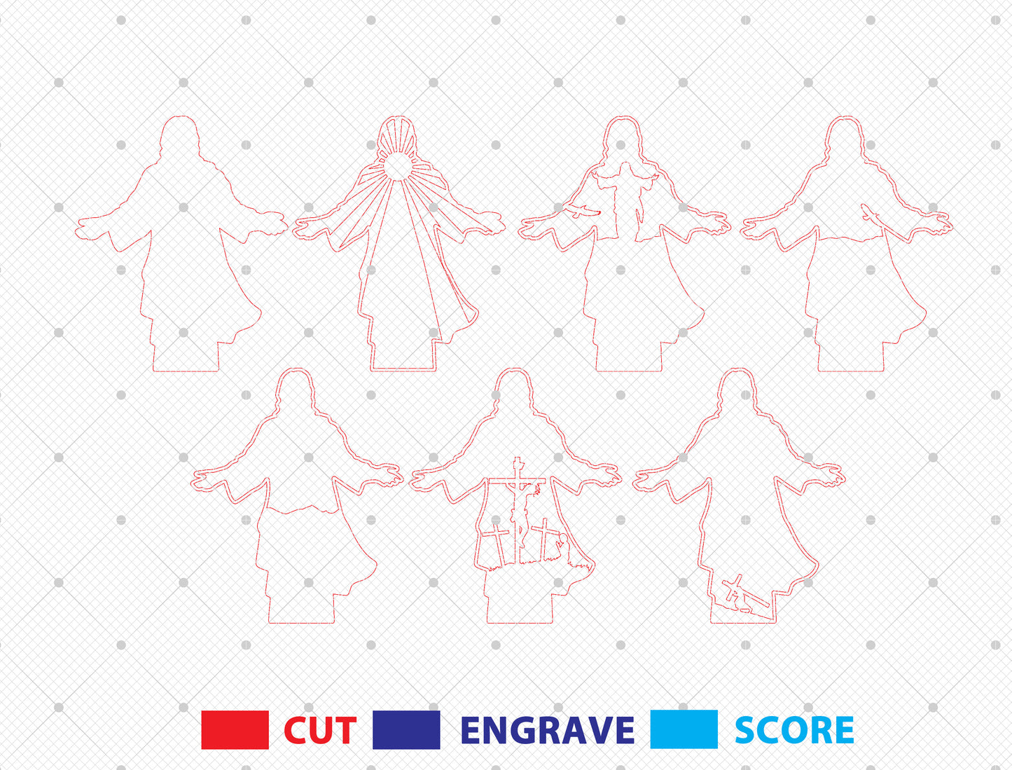 Jesus Silhouette SVG 7 Layer Multilayer Religious Easter for Glowforge