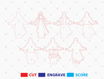 Jesus Silhouette SVG 7 Layer Multilayer Religious Easter for Glowforge
