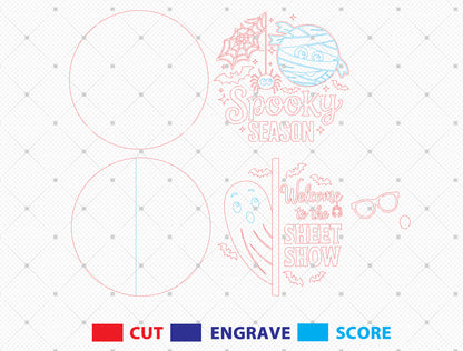 Spooky Season Ghost Door Hanger SVG Set for Glowforge xTool LightBurn 2 Designs