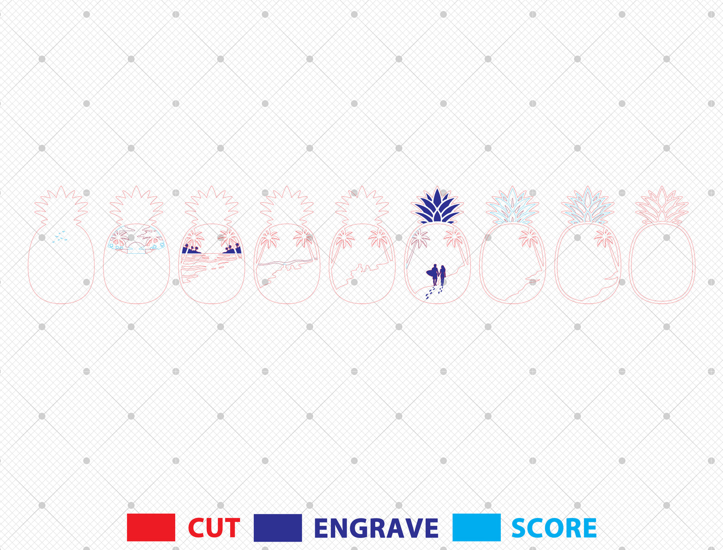 Summer Beach Multilayer SVG Bundle for Glowforge xTool LightBurn 11 Designs