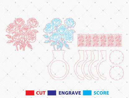 Rose Lantern SVG Romantic Candle Holder Laser Cut File for LightBurn and xTool