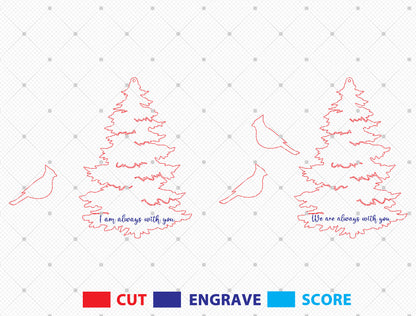 Cardinal Pine Tree Ornament SVG Bundle Laser Cut File for Glowforge xTool LightBurn