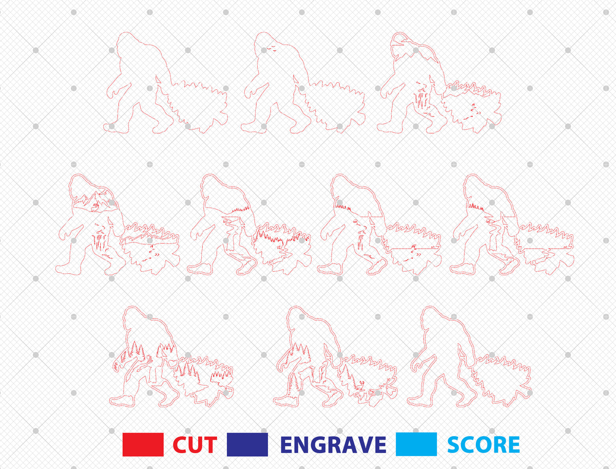 Bigfoot SVG Bundle Layered Forest Sasquatch Laser Cut Designs