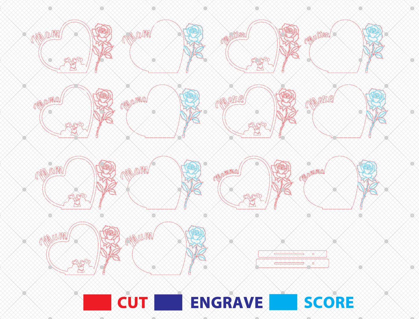 Mama Heart Photo Frame Laser Cut File | Mom Gift | Floral Wooden Photo Stand | Glowforge, xTool, LightBurn, etc.