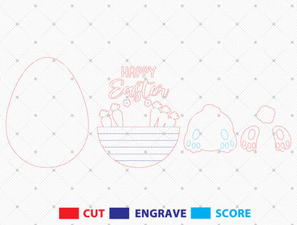 Happy Easter Door Hanger SVG Bunny Butt Egg Sign for LightBurn and xTool