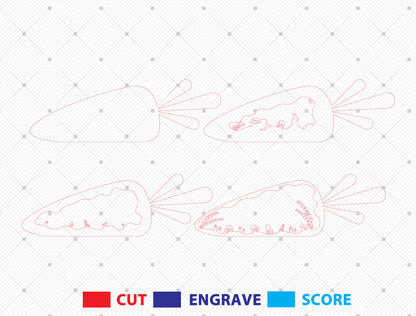 Layered Carrot Bunny Scene Laser Cut File | Easter Woodland Decor | Wooden Spring Art | Glowforge, xTool, LightBurn, etc.