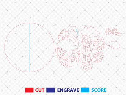 “Hello Summer” Flamingo Door Sign SVG for Glowforge and xTool
