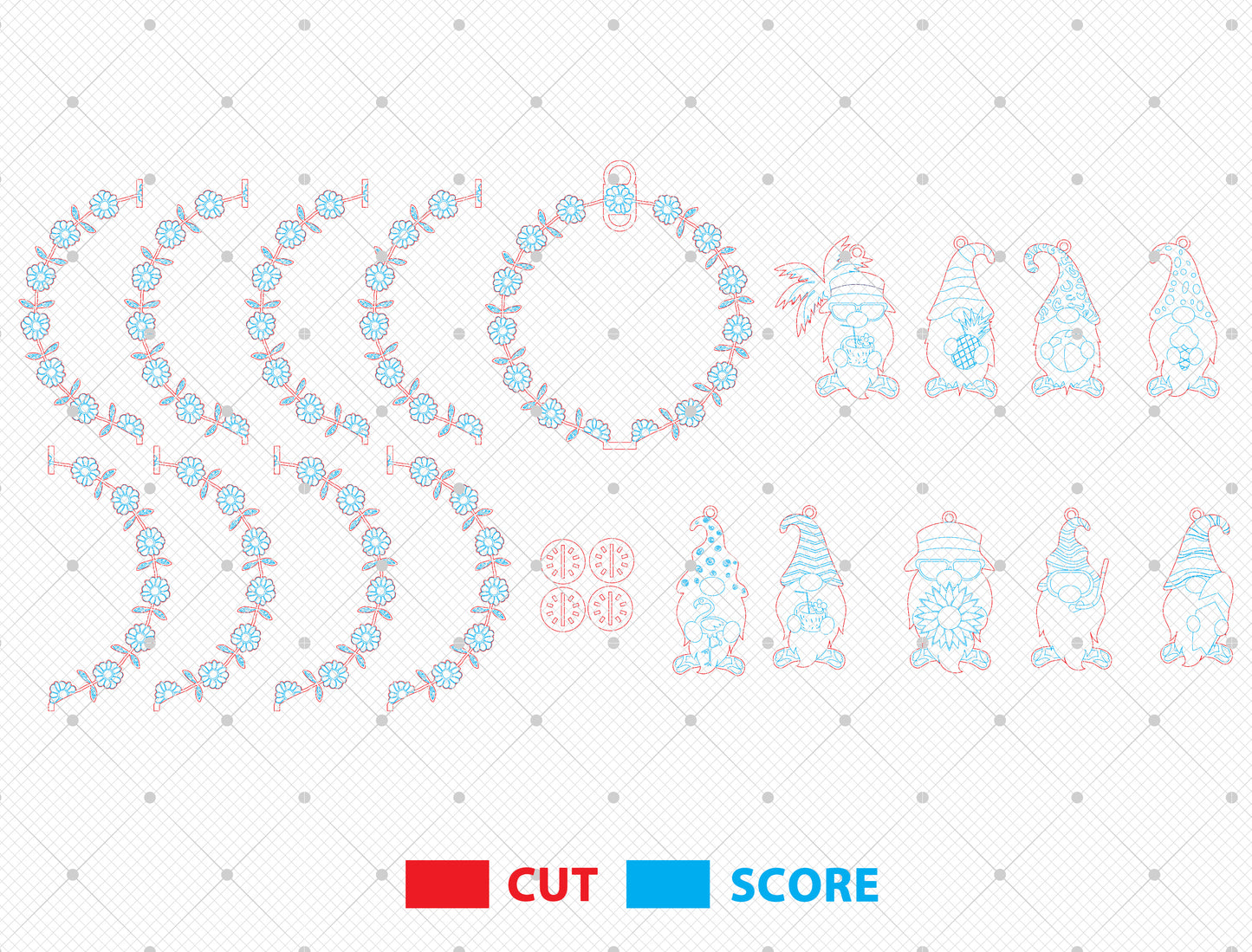 Summer Gnome Wind Spinner SVG Bundle Laser Cut File for xTool and Glowforge