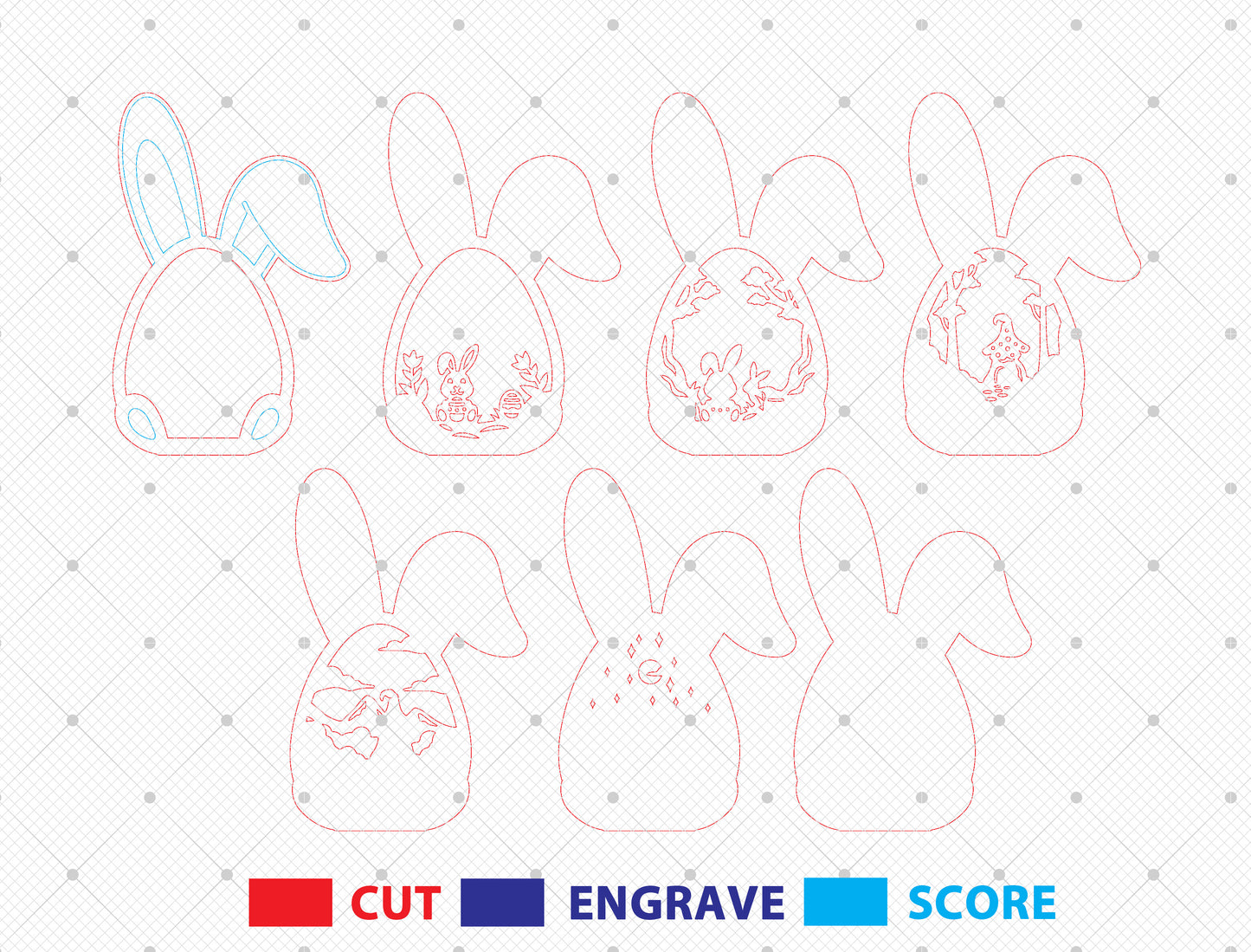 Multilayer Bunny Easter Pattern SVG Rabbit Egg Frame for Glowforge and xTool