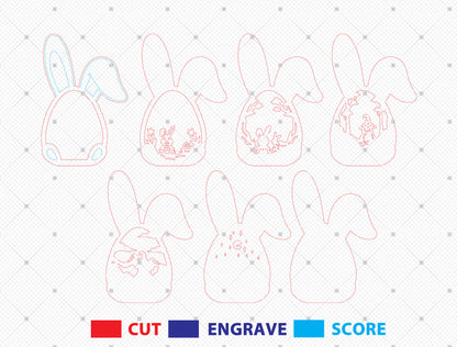 Multilayer Bunny Easter Pattern SVG Rabbit Egg Frame for Glowforge and xTool