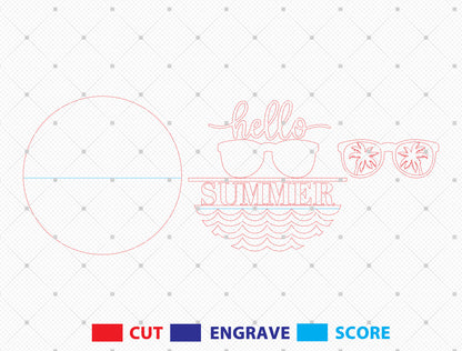 “Hello Summer” Sunglasses Beach SVG Door Sign for Glowforge