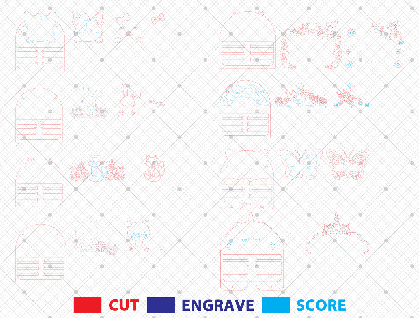 Animal Bow Holder SVG Bundle for xTool and Glowforge Laser Cut File