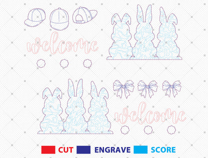 Easter Bunny Welcome Tabletop Sign SVG Spring for Glowforge and xTool