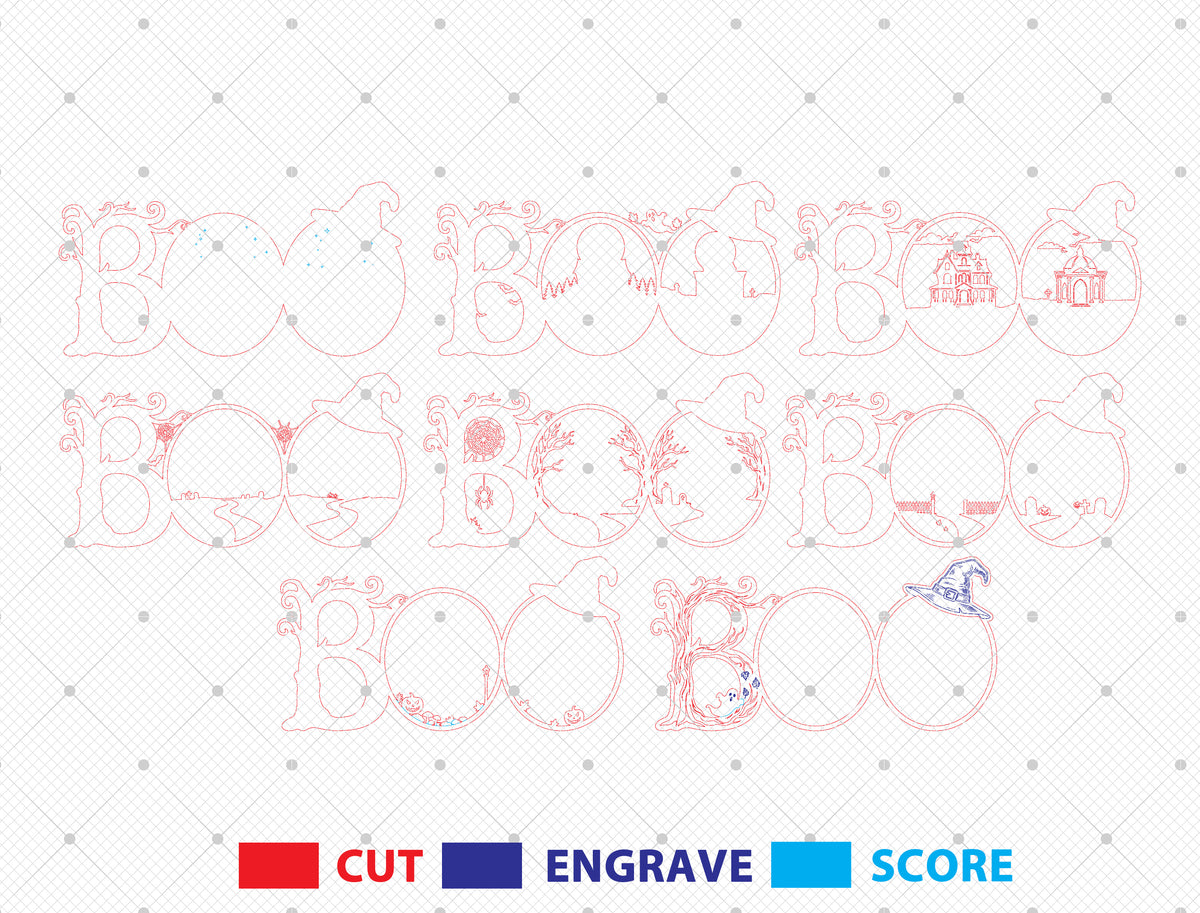 Halloween Haunted House Multilayer SVG Bundle 12 Designs for xTool Glowforge LightBurn