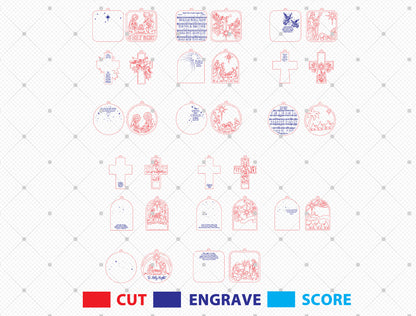 Christian Nativity Ornament SVG Bundle Christmas Laser Cut Files
