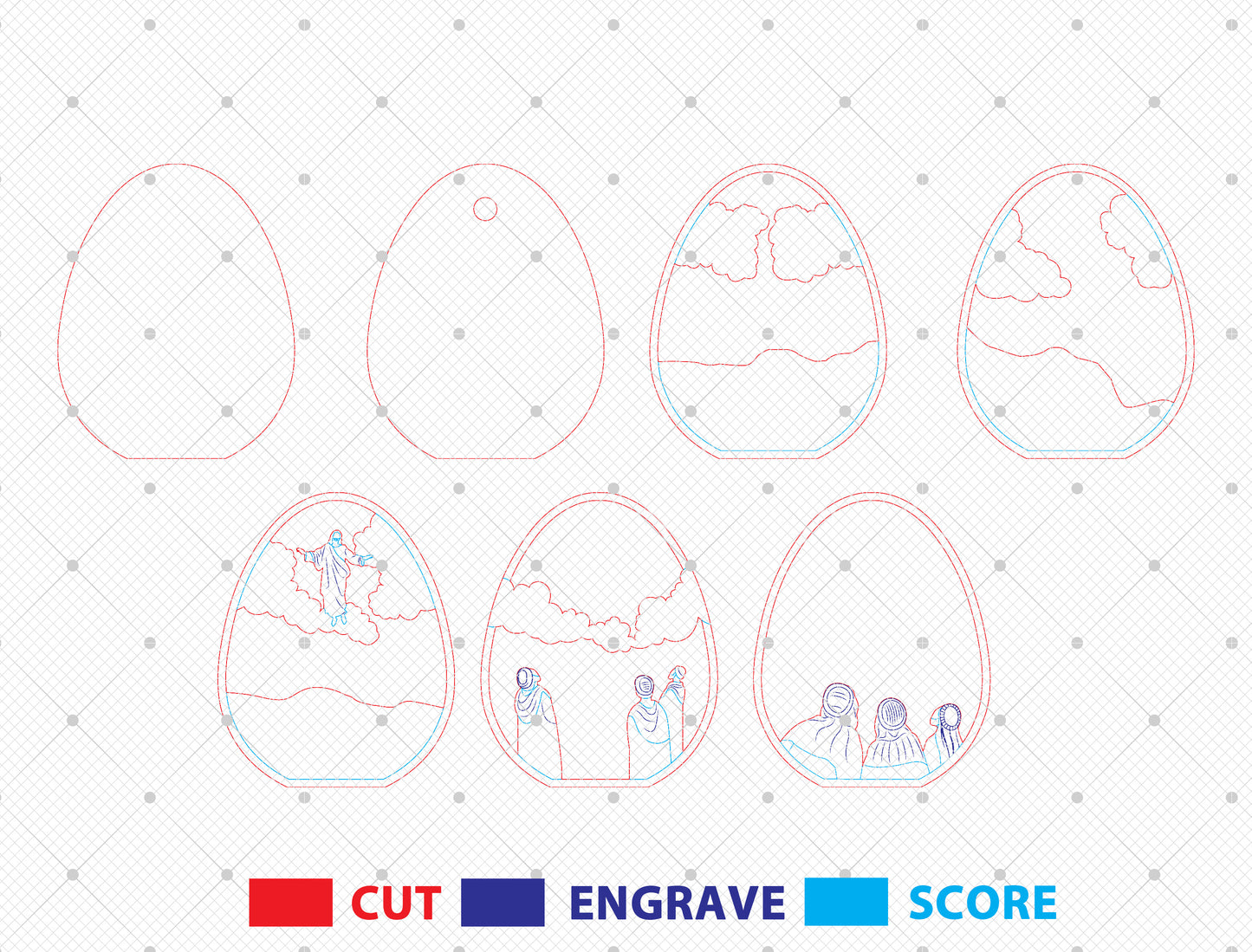 Multilayer Jesus Ascension SVG Christian Heaven Easter for LightBurn