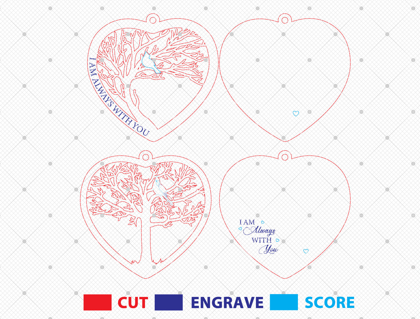 Cardinal Memorial Heart SVG for Glowforge and LightBurn