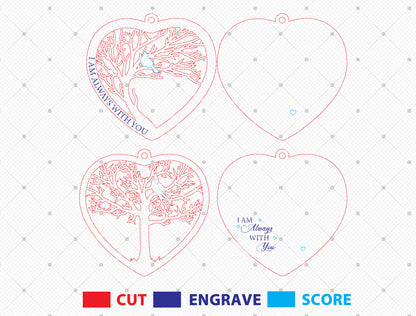 Cardinal Memorial Heart SVG for Glowforge and LightBurn
