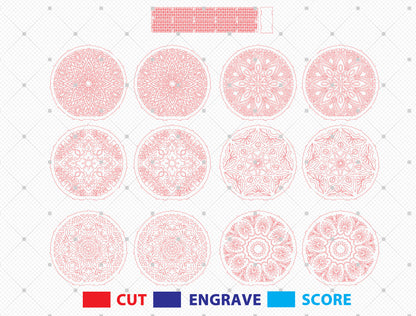 Mandala LED Light SVG Bundle Laser Cut File for Glowforge and xTool