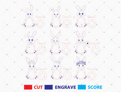 Personalized Bunny Egg Stand SVG Bundle 9 Designs for LightBurn and xTool