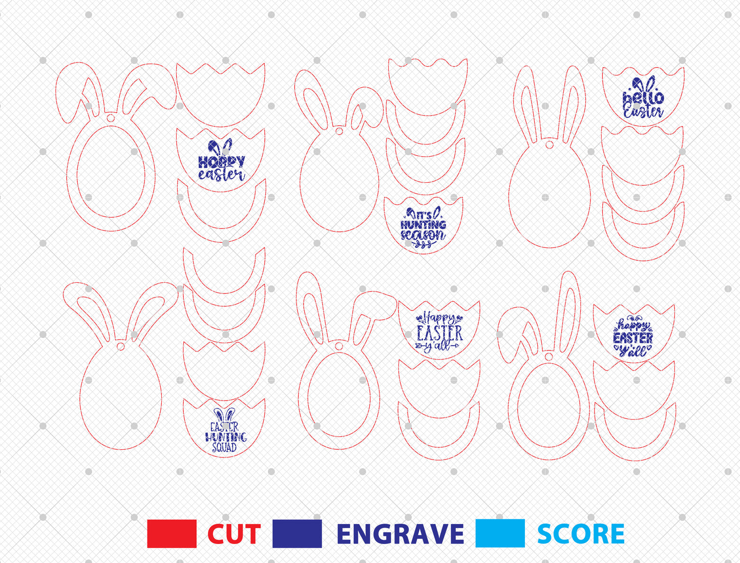 Easter Bunny Money Holder Ornament SVG Bundle for Glowforge and xTool