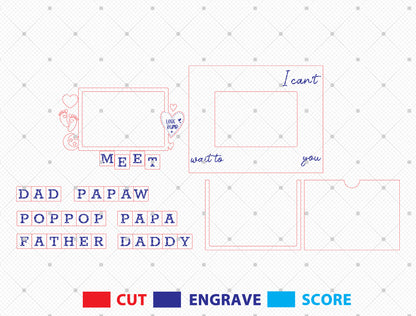 Pregnancy Ultrasound Photo Frame SVG Bundle Laser Cut File | 6 Daddy Title Designs | Baby Announcement Decor | Glowforge, xTool, LightBurn, etc.