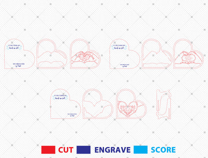Personalized Hands Heart Family Name Sign SVG for LightBurn and xTool