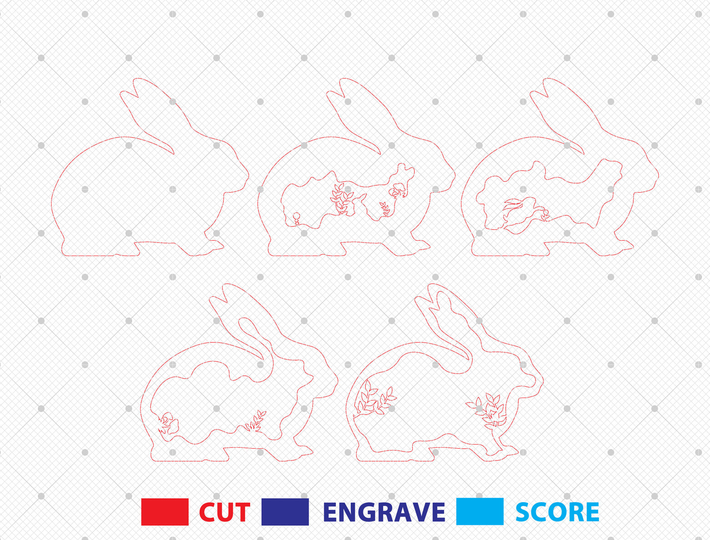 Multilayer Bunny Silhouette SVG 5 Layer Rabbit Easter for LightBurn and xTool