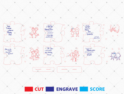 Personalized Puzzle Couple Plaque SVG Bundle Laser Cut File for Glowforge and xTool