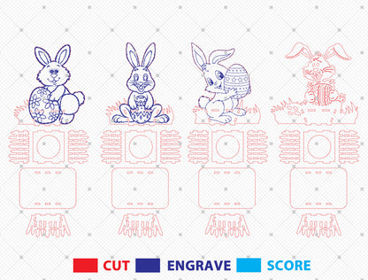 Bunny Egg Holder SVG Bundle Simple Rabbit Egg Stand for Glowforge and xTool