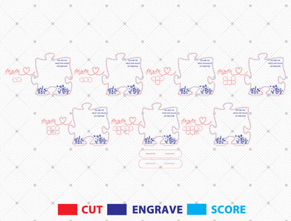 Mom Puzzle Family Names Sign SVG Bundle for Glowforge and xTool