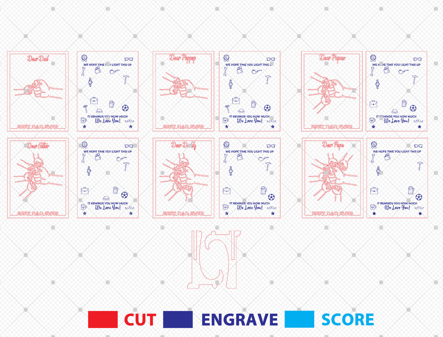 Dear Dad Fist Bump Laser Cut File | Father’s Day Family Hands Sign | Heartfelt Wooden Decor | Glowforge, xTool, LightBurn, etc.