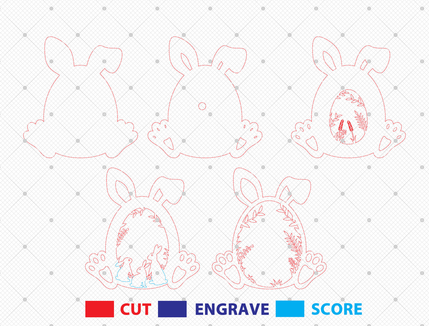 Multilayer Bunny Forest SVG Rabbit Forest Scene Egg for Glowforge and xTool