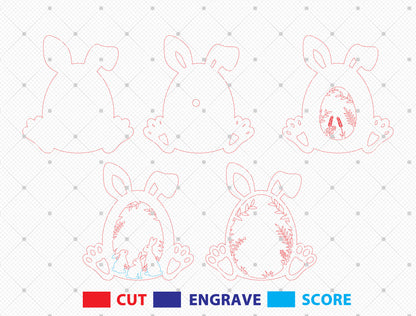 Multilayer Bunny Forest SVG Rabbit Forest Scene Egg for Glowforge and xTool