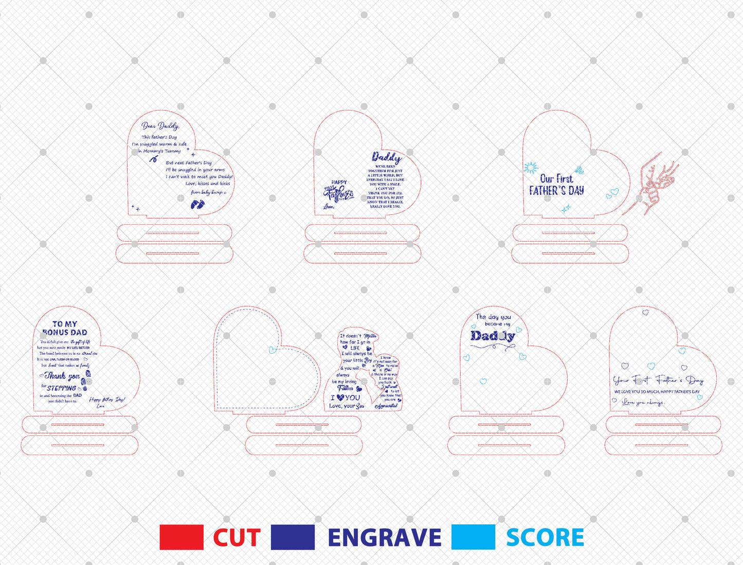 Personalized Heart Shaped Dad Photo Frame SVG Laser Cut File for LightBurn and xTool