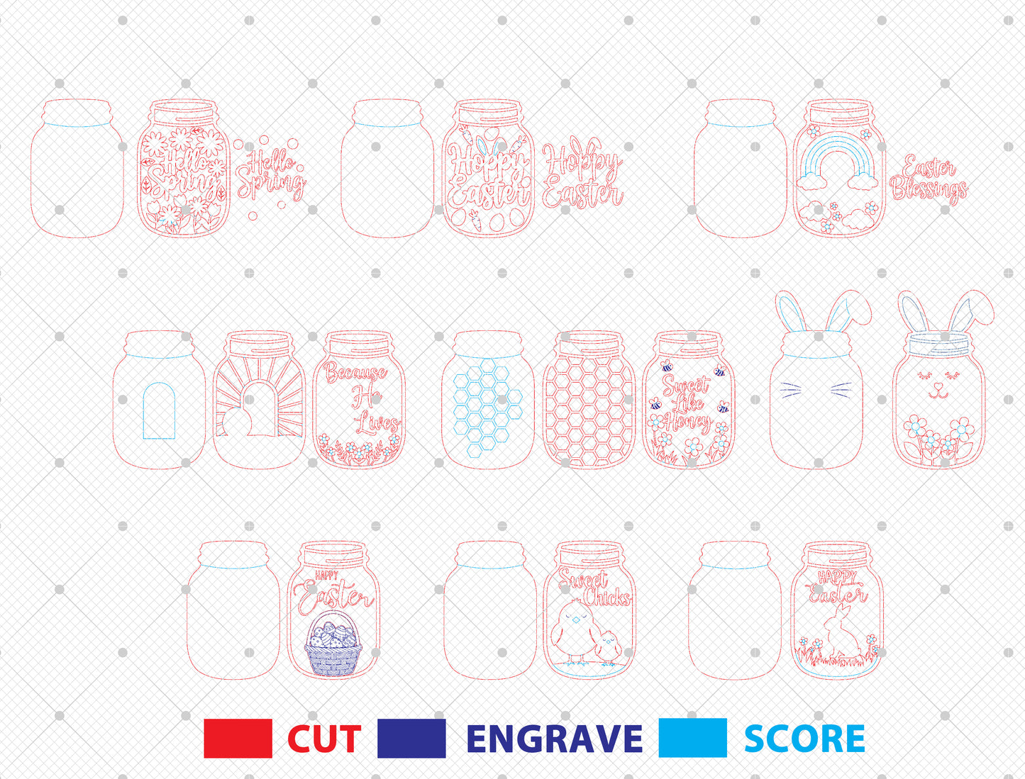 Easter Mason Jar Door Hanger Laser Cut File | Ready to Cut | Glowforge, xTool, LightBurn, etc.