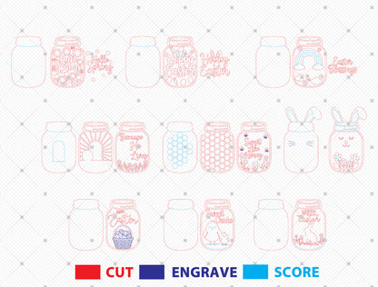 Easter Mason Jar Door Hanger Laser Cut File | Ready to Cut | Glowforge, xTool, LightBurn, etc.