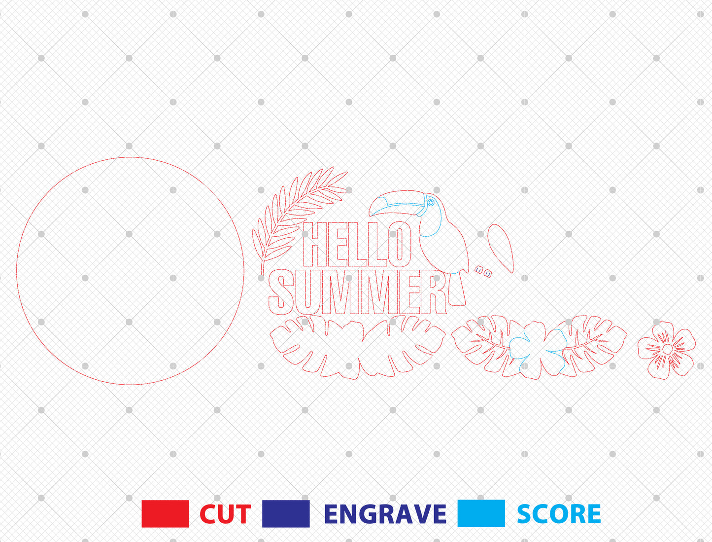“Hello Summer” Toucan Tropical SVG Door Sign for Glowforge