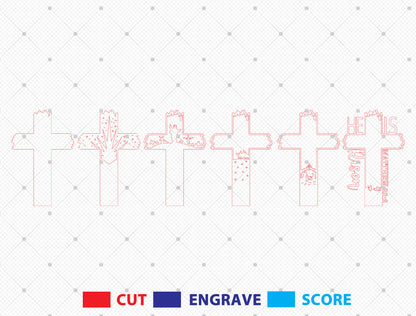 He Is Risen Matthew 28:6 Multilayer Cross SVG for LightBurn and xTool